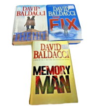 3 David Baldacci Book Lot The Fix The Hit Memory Man Hardcover Dust Jacket Used - £7.13 GBP