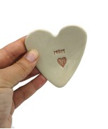Beige Artisan Ceramic Heart Plate, Trinket Bowl Clay Mom Ring Holder Mot... - £35.32 GBP