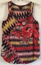 French Connection Floral Zig Zag Tank Top Chevron Red Yellow Sleeveless ... - $8.99
