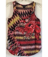 French Connection Floral Zig Zag Tank Top Chevron Red Yellow Sleeveless Shirt 2 - $8.99