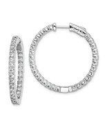Sterling Shimmer Silver  60 Stone 2.25mm CZ In and Out Round Hinged Hoop... - $347.09 CAD