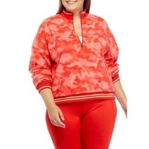 Zelos red camo sherpa fleece pullover metallic accents pullover top NEW 2x - £20.12 GBP