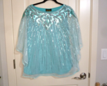 Bob Mackie Top Womens Turquoise Sequined Chiffon Wearable Art One size f... - $29.69