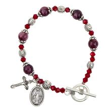 MIraculous Medal Garnet Madonna del Parto  Bracelet, New #AB-070-3 - $20.94 CAD