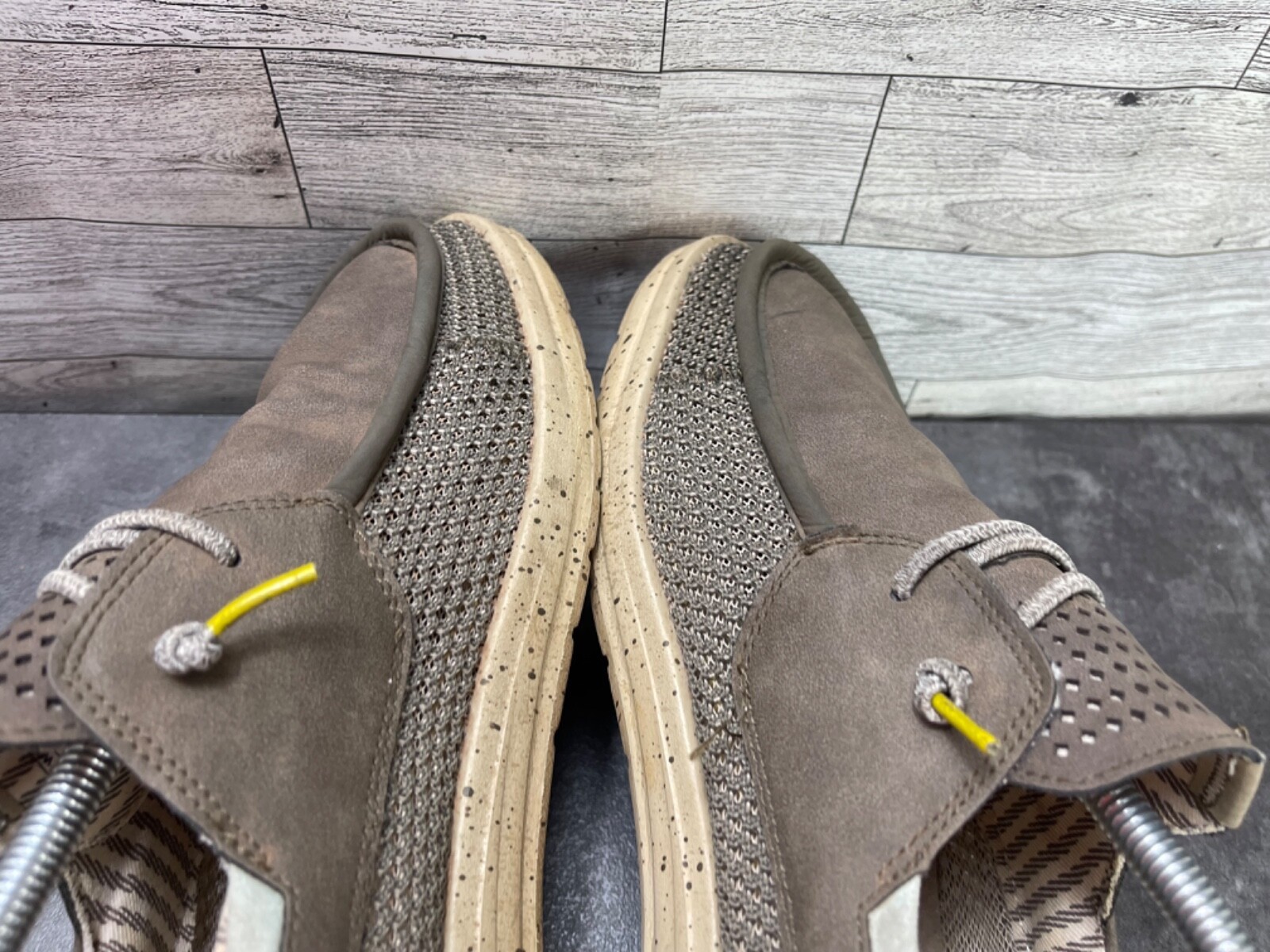 Hey Dude Loafers Men 12 M Welsh Shoes Brown Gray Canvas Slip On Casual Beach Item image 13