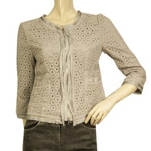 Armani Collezioni Gray Embroidered  Lightweight Cardigan Jacket w. Zippe... - $143.55
