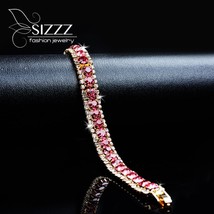 SIZZZ 2019 Fashion Braided Gold color Pink Bracelets &amp; Bangles With Stones Cryst - £9.71 GBP