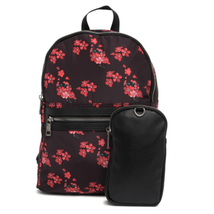 Madden Girl Mini Backpack &amp; Pouch Bag, Lightweight, Black Red Floral, NWT - £36.03 GBP