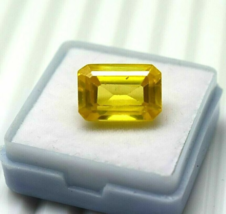Yellow Natural Sapphire 9.50 CT Certified Loose Sapphire Gemstone Emerald Cut - £79.00 GBP