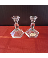 Vintage 4&quot; Tall Crystal Glass Candle Holder Candlestick - SET OF 2 - $10.86 CAD