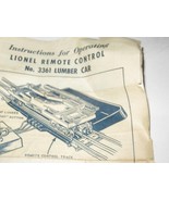 LIONEL -  POST-WAR 3361 OPERATING LUMBER CAR INSTRUCTIONS -  FAIR - H16 - $2.65