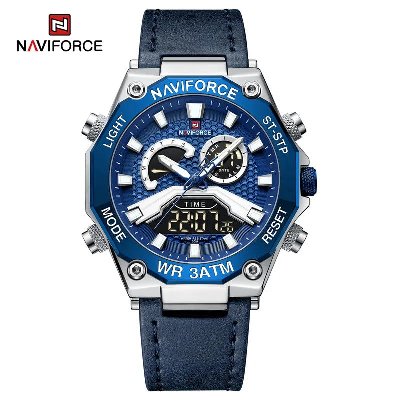 Watch NAVIFORCE New Fashion Men   Casual Dual Display Digital  Male Waterproof W - £51.19 GBP