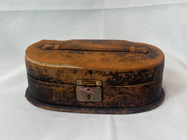 Antique C.F. Rumpp &amp; Sons Phila PA Leather &amp; Brass Jewerly Case Purple L... - £118.39 GBP
