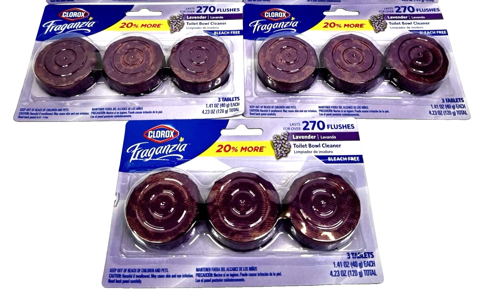 ( Lot 3 ) Clorox Franganzia Toilet Bowl Cleaner Lavender -LASTS over 270... - $24.74