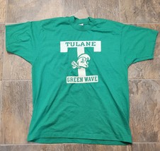 Vintage Tulane Green Wave T-Shirt Men&#39;s XL Single Stitch 80s USA Made Excellent - £100.96 GBP