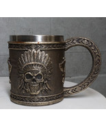 Native Indian Chief With Headdress Roach Skull And Crossed Axes Coffee M... - $38.26 CAD