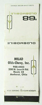 Milad Olds-Chevy - Amherst, Ohio Car Dealer 20FS Matchbook Cover &#39;68 Oldsmobile - £1.35 GBP