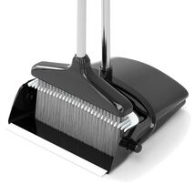 Efficient 54” Long Handle Broom with Flexible Dustpan - Black &amp; Grey - $42.52