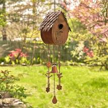 Hanging Copper Colored Fancy Roof Birdhouse Wind Chime (Oval Shape) - $74.95