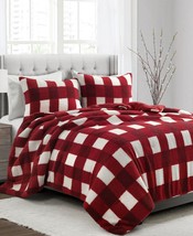 The Mountain Home Collection Capri Plaid 3-Pieces Comforter Set,Red,Full... - £147.72 GBP