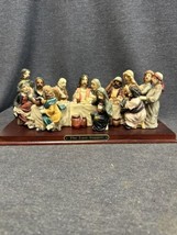The Last Supper Art Statue Wood Base Resin Jesus Figurine Detailed 5” Tx12.5”w - £14.21 GBP