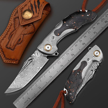 NEWOOTZ Elegant Japanese Damascus Steel EDC Tactical Pocket Folding Knife - £100.19 GBP