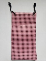 Pink &amp; Black Check Microfiber Eyeglass Case Pouch With Drawstring Closur... - £4.63 GBP