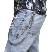 Men&#39;S Cool Skull Bullet Style Design Pants Chains Strong Leash Jean Waist Belt - £15.81 GBP