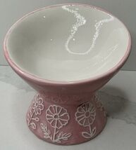 Mellow &amp; Mod Pet Bowl Elevated and Tilted Small Ceramic Pink Dish New - $17.77