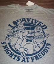 I Survived 5 Nights At Freddys T-Shirt Mens Xl New w/ Tag Gray Video Game - £15.82 GBP