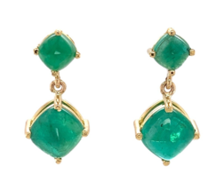 18k Yellow Gold Sugarloaf Cut 5.53 Carat TW Genuine Emerald Drop Earring... - $2,677.95