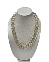 Loft Chunky Triple Link Chain Necklace Silver 24&quot; Lobster Clasp Ann Taylor Metal - £13.77 GBP