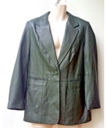 Denim &amp; Co Leather Blazer Jacket Dark Green Women&#39;s Size Medium Green Lined - £55.23 GBP