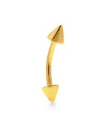 14K Solid Yellow Gold Spike Beads Barbell Bar Eyebrow Ring 16G Body Pier... - £34.01 GBP