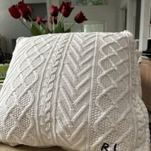 Ralph Lauren Highland Monogram White 1pc Knit Deco Pillow 20”sq Nwt $215 Beauty - £95.30 GBP