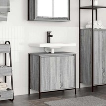 vidaXL Bathroom Basin Cabinet Grey Sonoma Engineered Wood, Steel Medium - $3,581.64 MXN