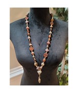 Women&#39;s Brown Gold and Glass Bead Necklace with for Easy Wear - $37.91 CAD