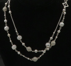 925 Sterling Silver - Vintage Shiny Fluted Bead Twist Chain Necklace - NE3560 - £665.60 GBP