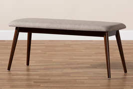 Elara Light Gray Fabric Upholstered Walnut Dining Bench - $2,457.50 MXN
