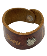 Disney Mickey Mouse Brown Leather Treaty Bracelet Joey Silver Mickey Snap - $15.57