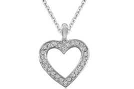 Crystals By Swarovski Brilliant Love Heart Necklace In Sterling Silver Overlay - £28.45 GBP