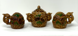 Victoria Ceramic Salt Pepper Shakers Sugar Bowl Squirrels Pinecones Acorn Cabin - £6.29 GBP