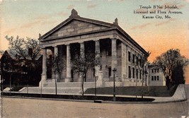 Kansas City Missouri Hebrew Temple B&#39;nai Jehudah~Linwood~Fora Ave Postcard 1912 - £6.82 GBP