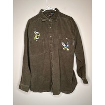 1990s Disney Parks Unlimited Goofy Mickey Birds Olive Green Corduroy Shi... - $61.58 CAD