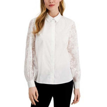 Alfani Lace-Sleeve Button-up Shirt - £17.46 GBP