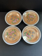 Set of 4 Hand Painted Peach Lusterware Japan Demitasse Plates 4.5&quot; Diameter - £18.09 GBP