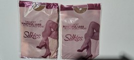 2 Pair Vtg Silkies Ultra Total Leg Pantyhose, Large, Nude Natural New  100301 - £5.85 GBP