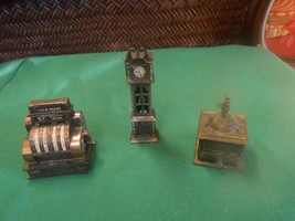 2 Miniture Metal PENCIL SHARPENERS-&quot;Cash Register&quot; &quot;Clock&quot; and One FREE - $15.43