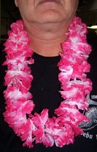 12 DELUXE HOT PINK FLUFFY HAWAIIAN FLOWER LEIS luau party supplies lei b... - $23.74