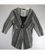 Brittany Black Sequin Shimmer Striped Buckle Front Blouse Women&#39;s Plus 3... - $459.38 MXN